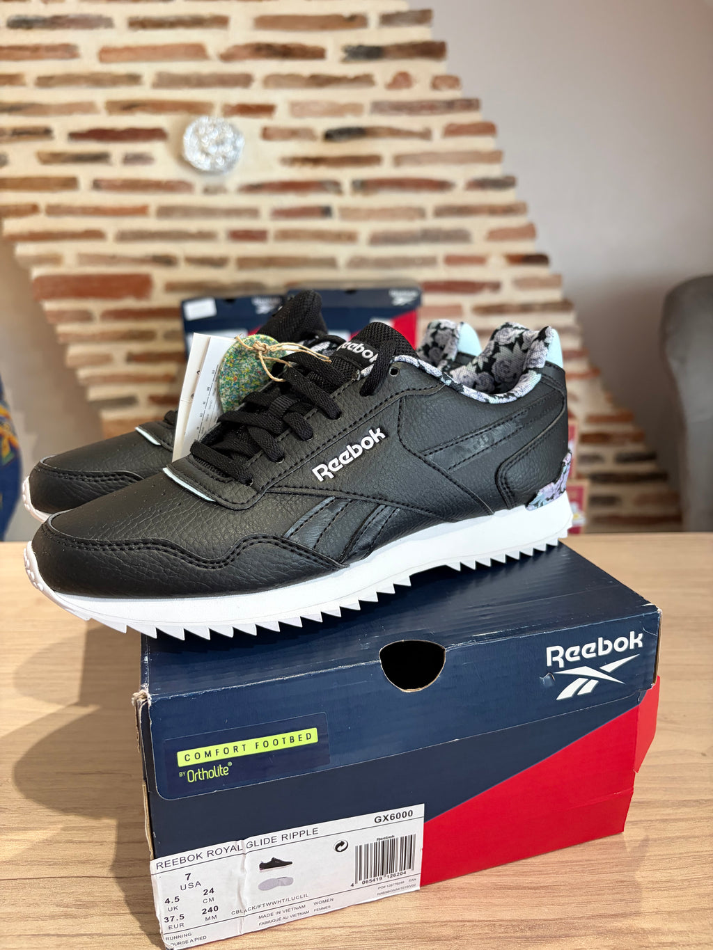 Reebok Royal Glide Ripple Femme Noir Floral Taille 37.5