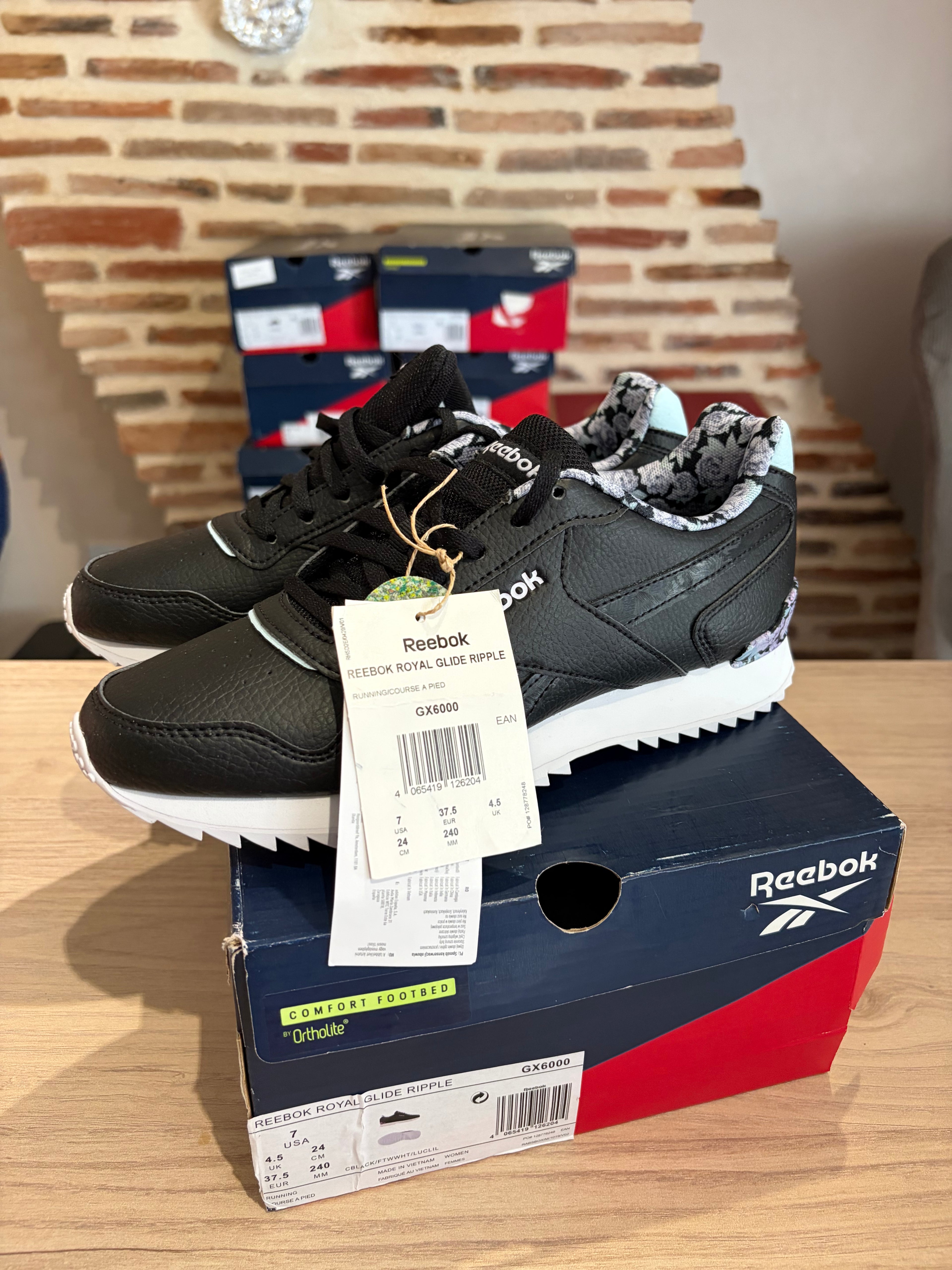 Reebok Royal Glide Ripple Femme Noir Floral Taille 37.5