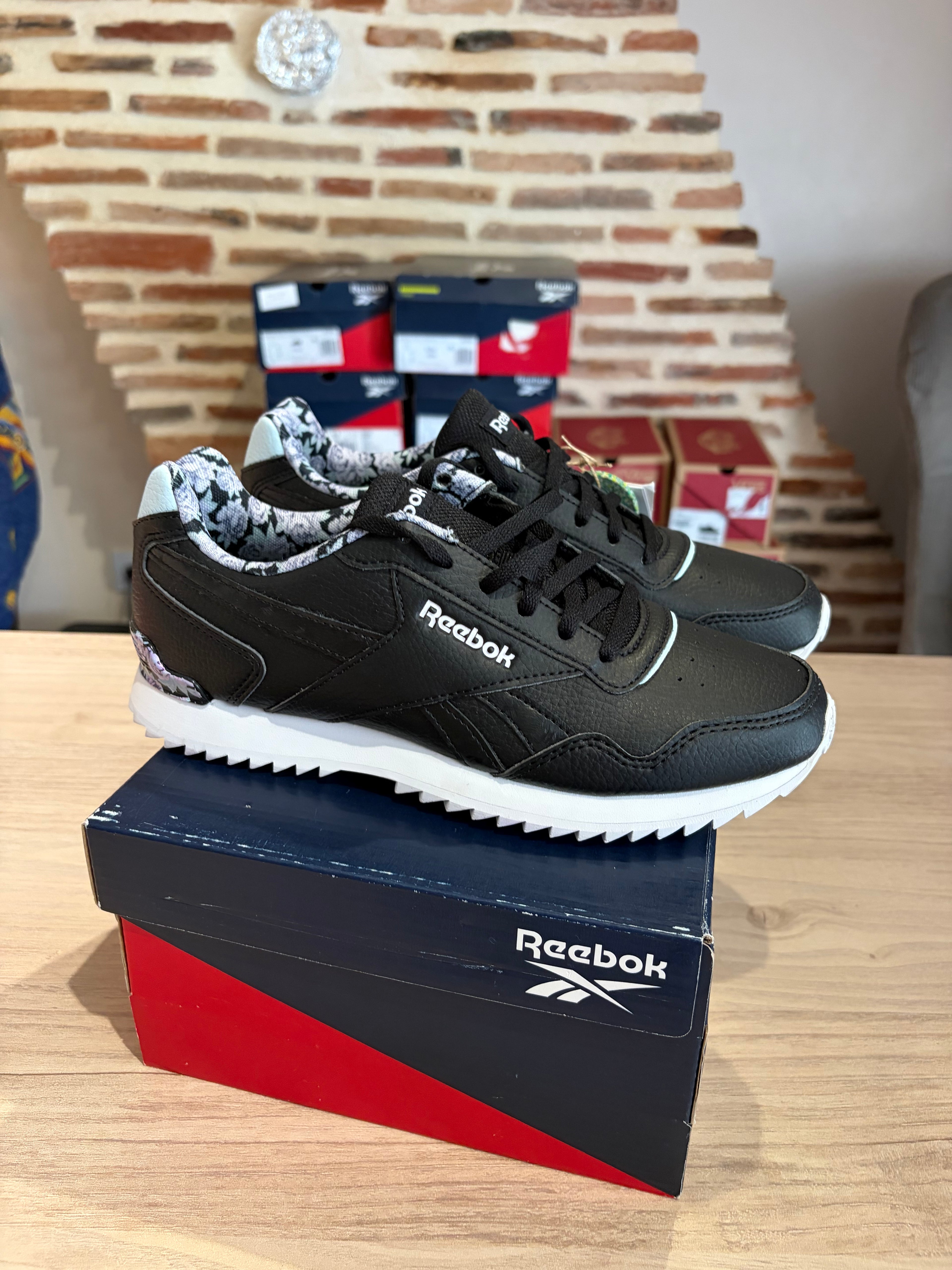 Reebok Royal Glide Ripple Femme Noir Floral Taille 37.5