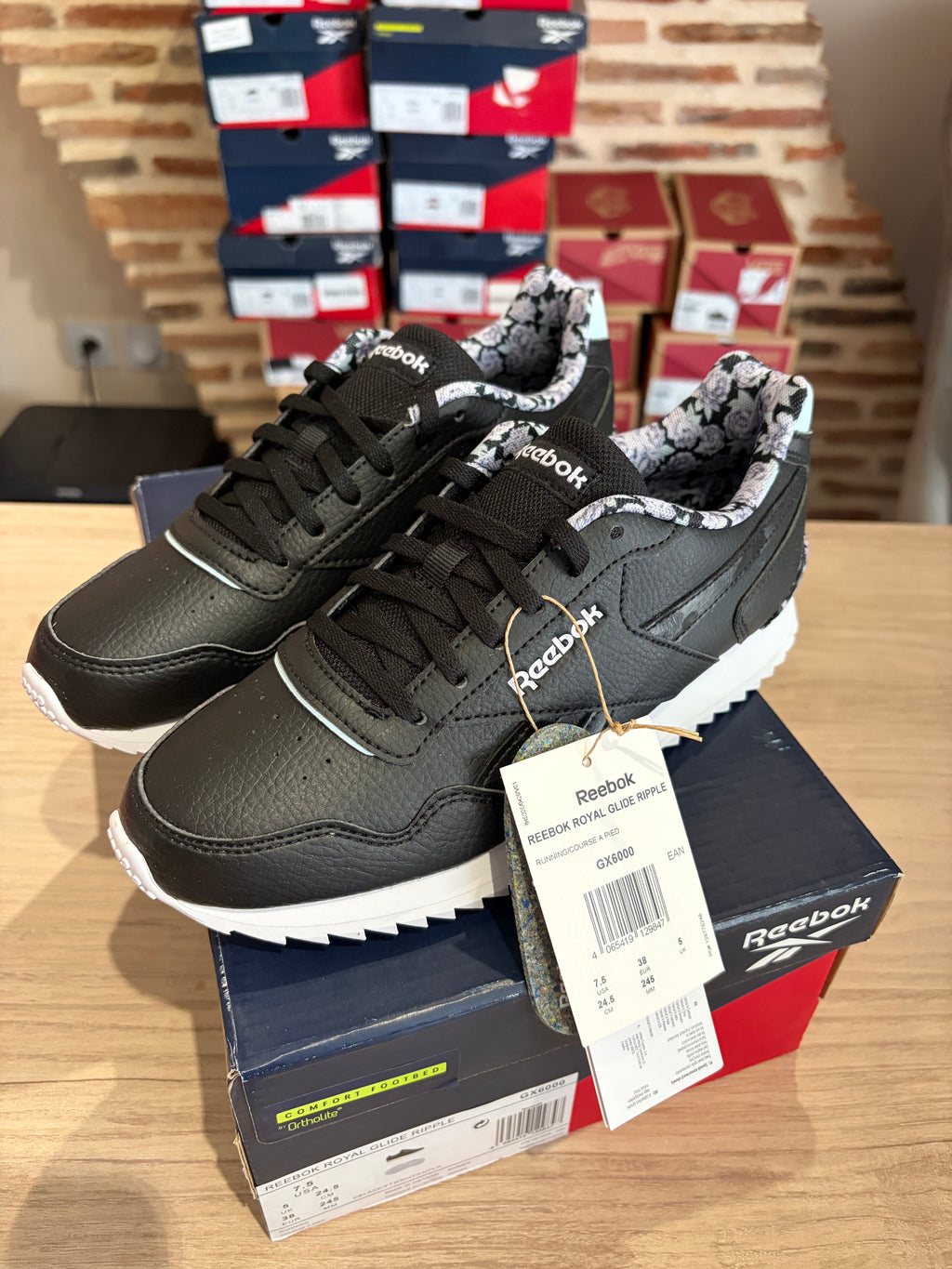 Reebok Royal Glide Ripple Clip Femme Noir Floral Taille 38