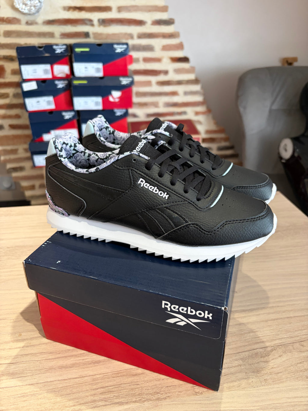 Reebok Royal Glide Ripple Clip Femme Noir Floral Taille 38