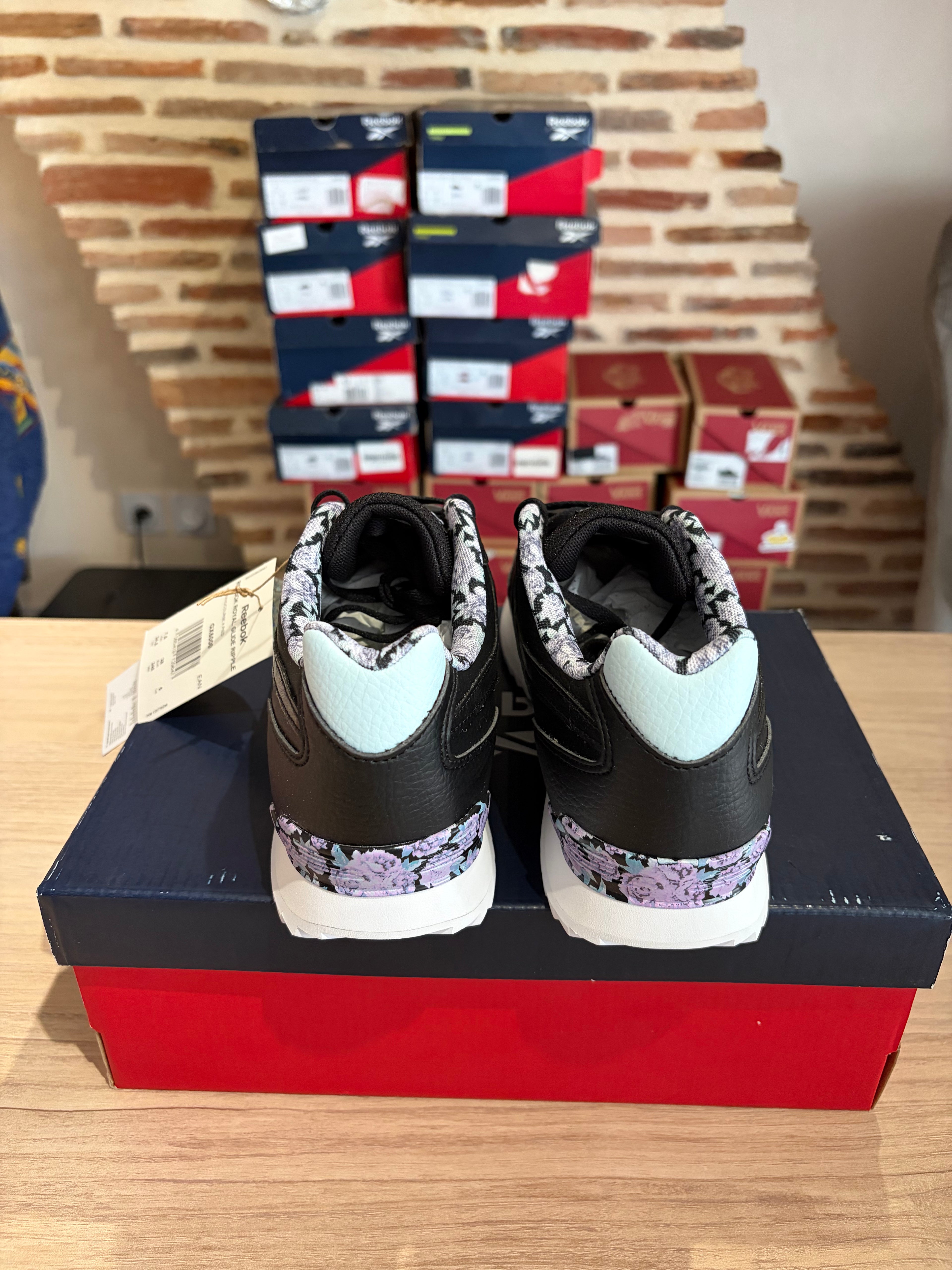 Reebok Royal Glide Ripple Clip Femme Noir Floral Taille 38