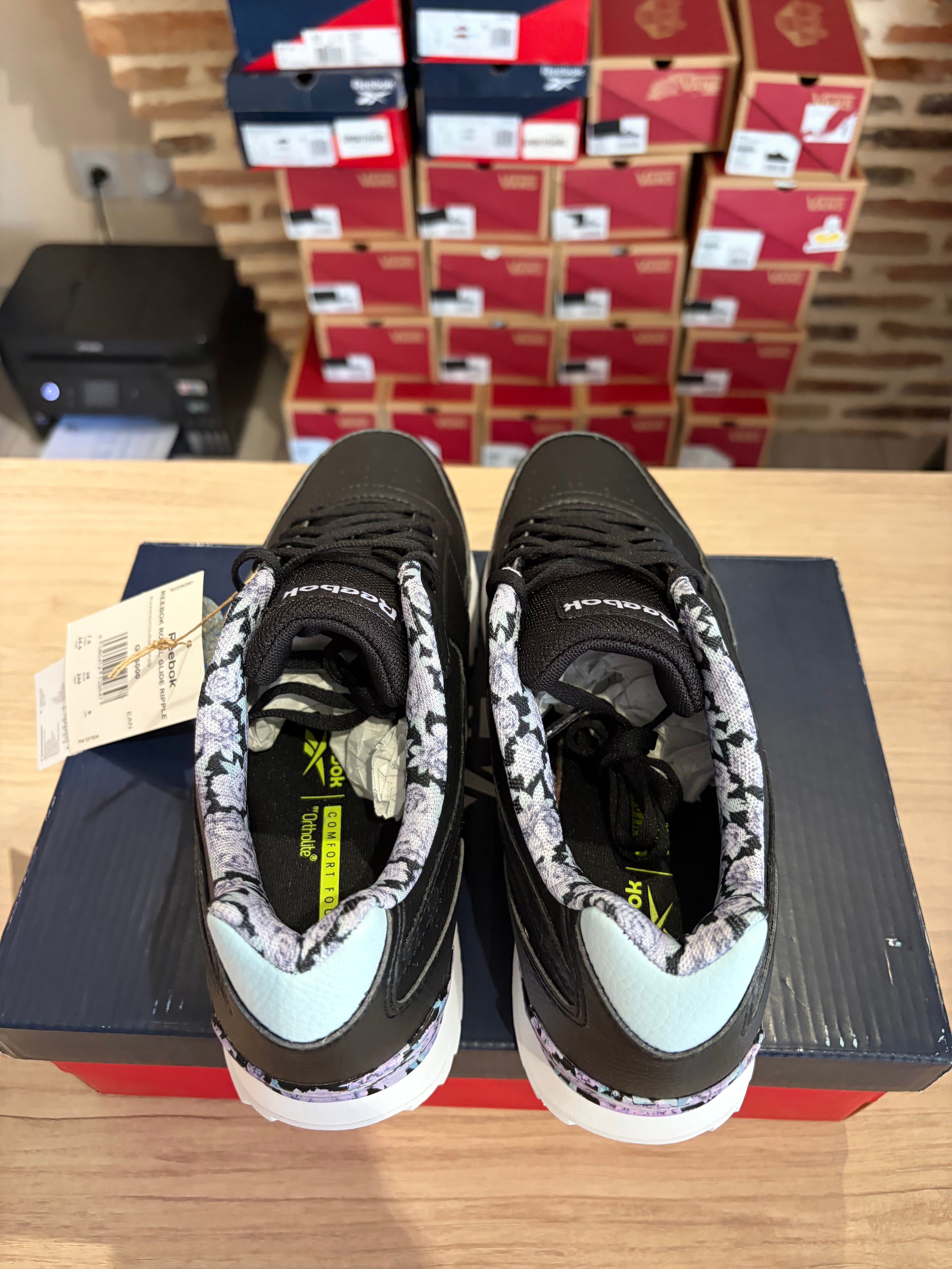Reebok Royal Glide Ripple Clip Femme Noir Floral Taille 38