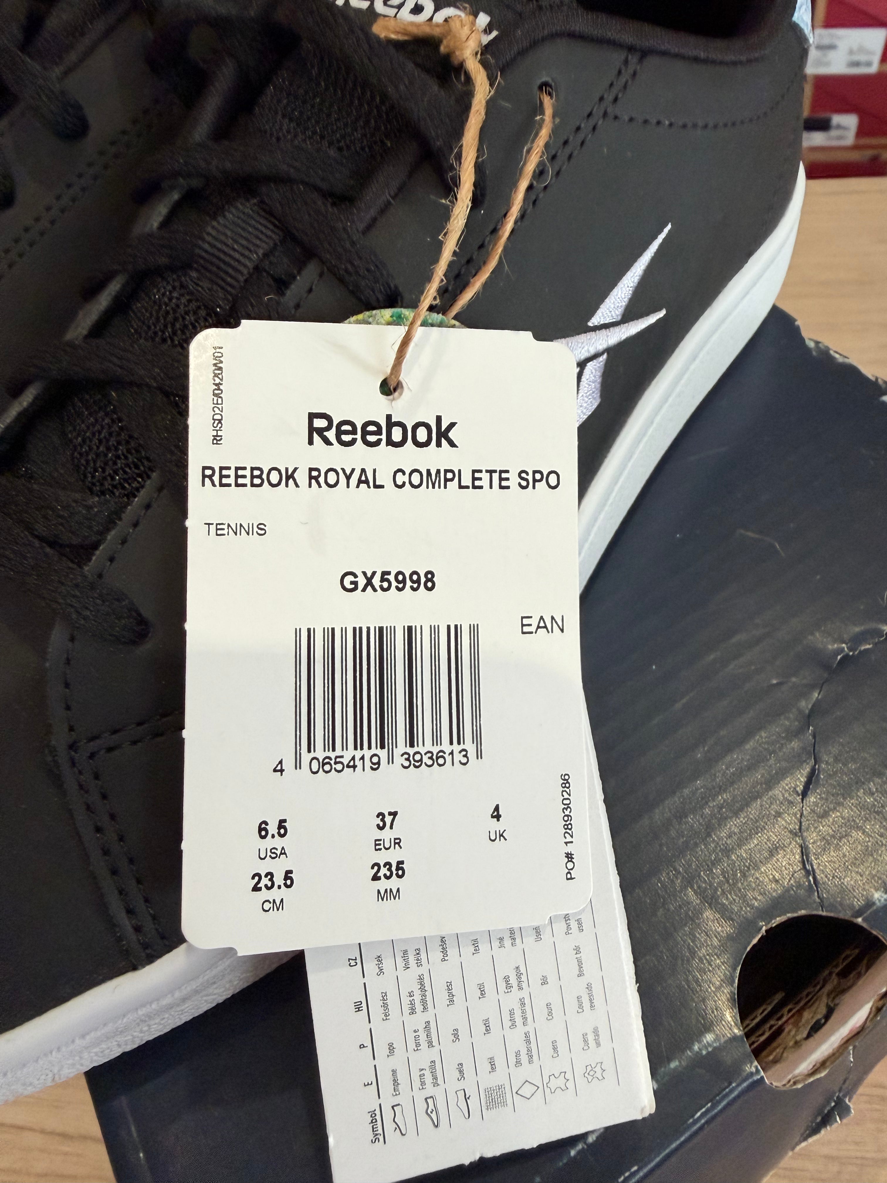 Reebok Royal Complete SPO Femme Noires – Pointure 37 – Neuves avec boîte