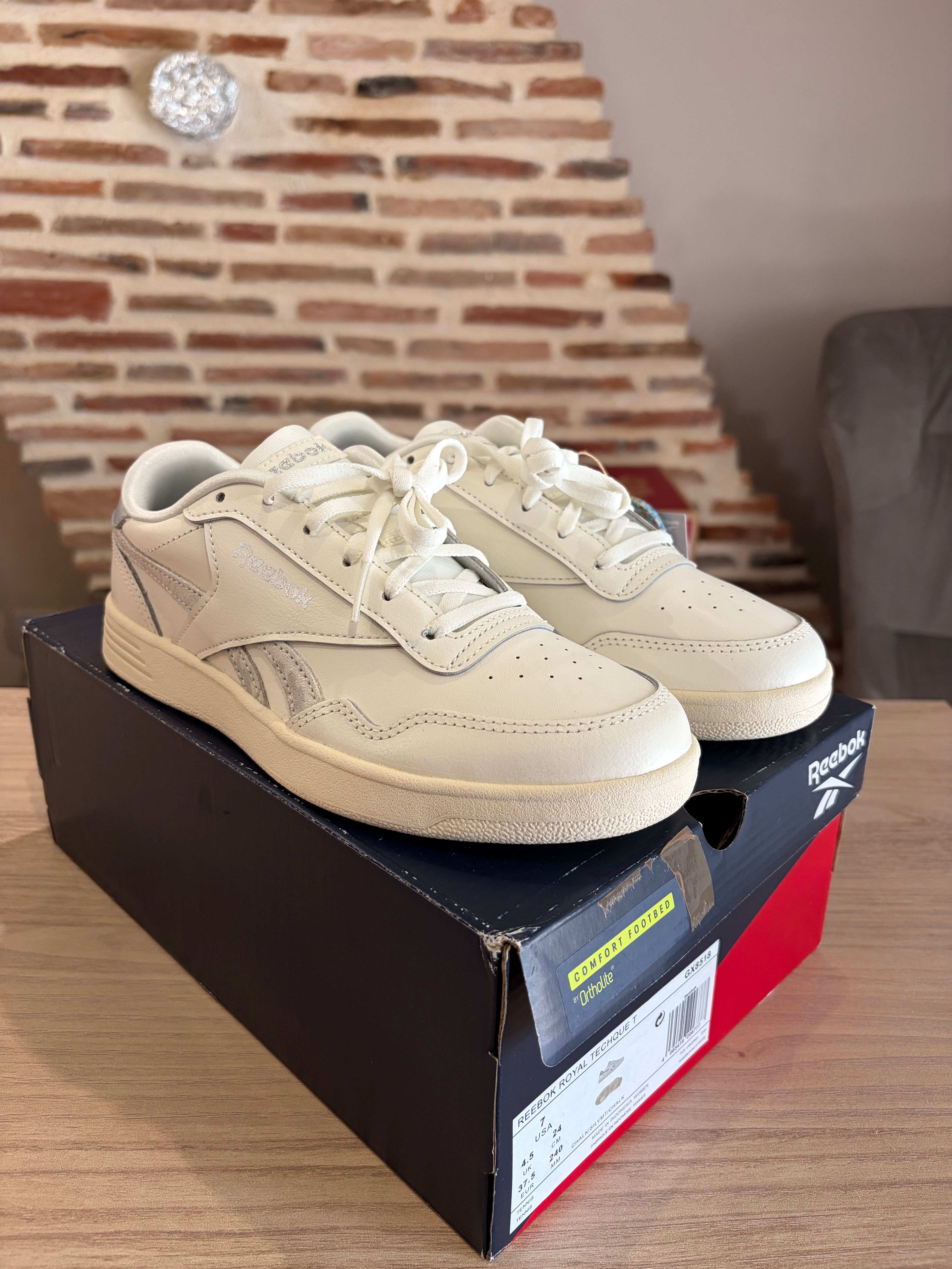 Reebok Royal Techque T GX8519 Femme Blanche & Gris Clair - Baskets Lifestyle Neuves - 37,5