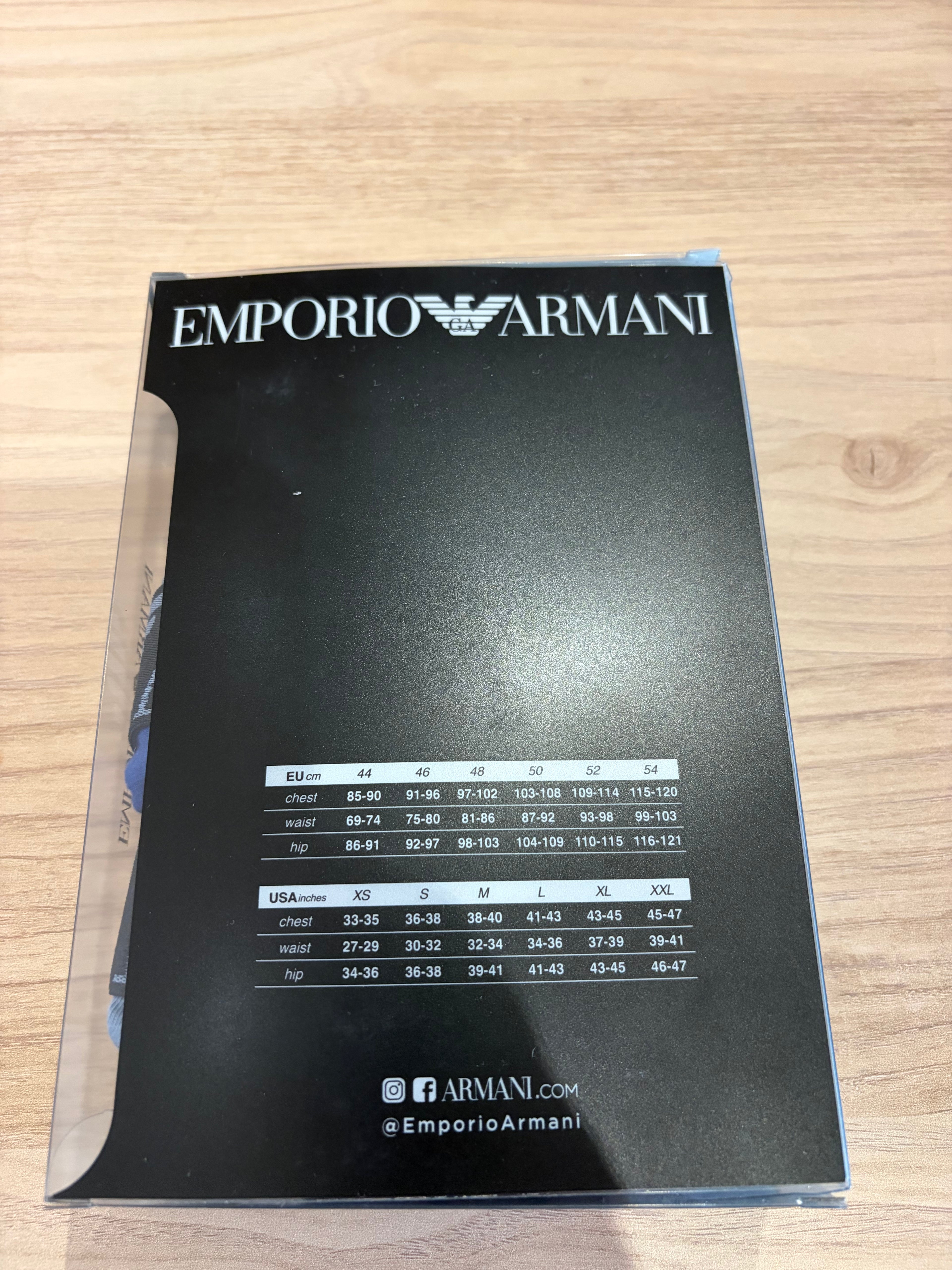 Emporio Armani – Lot de 3 boxers Trunk en coton stretch Bleu/Noir – Taille M