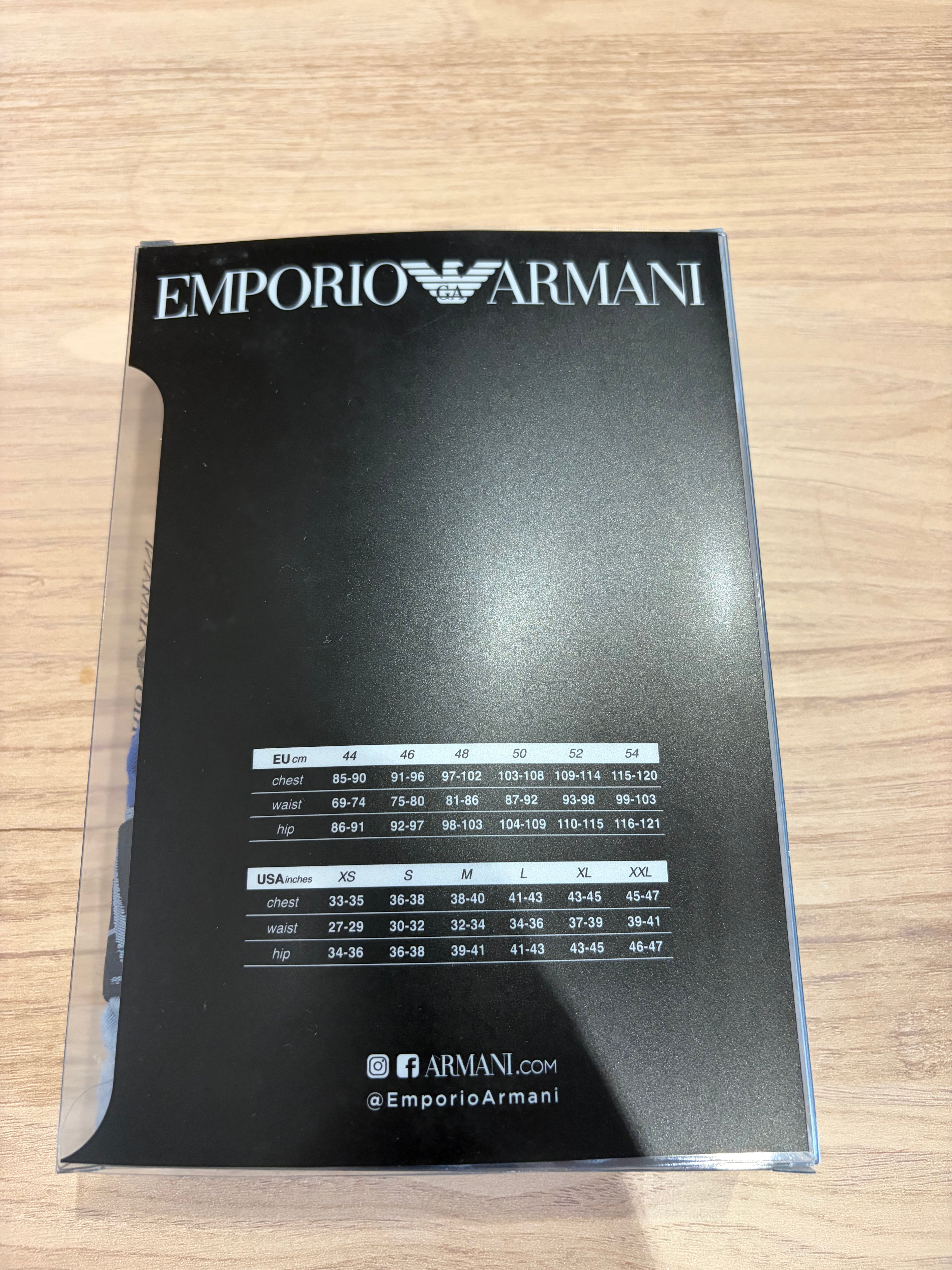 Emporio Armani – Lot de 3 boxers Trunk en coton stretch Bleu/Noir – Taille S
