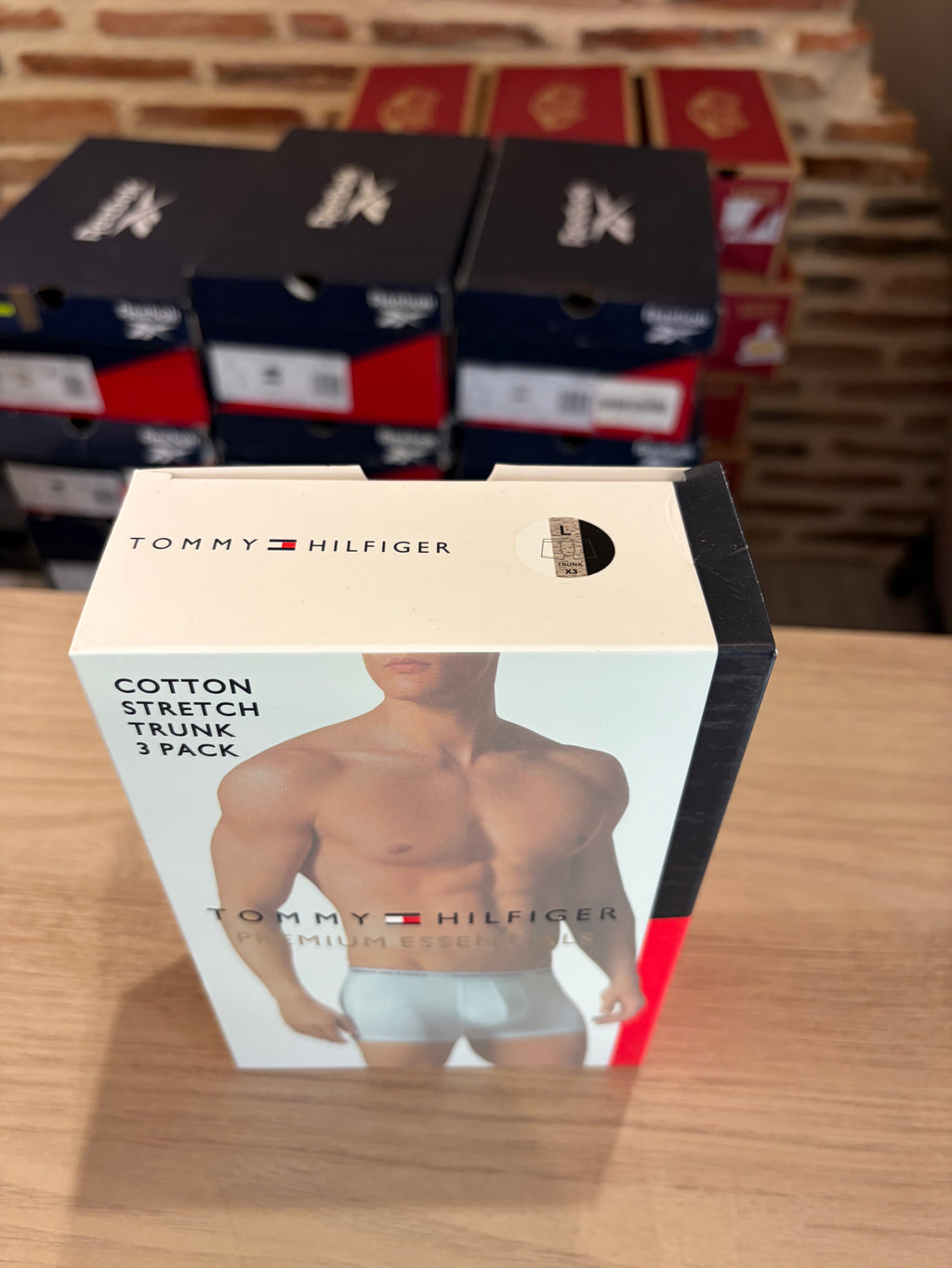 Tommy Hilfiger Premium Essentials - Lot de 3 boxers Trunk Noir/Gris chiné/Blanc - Taille L