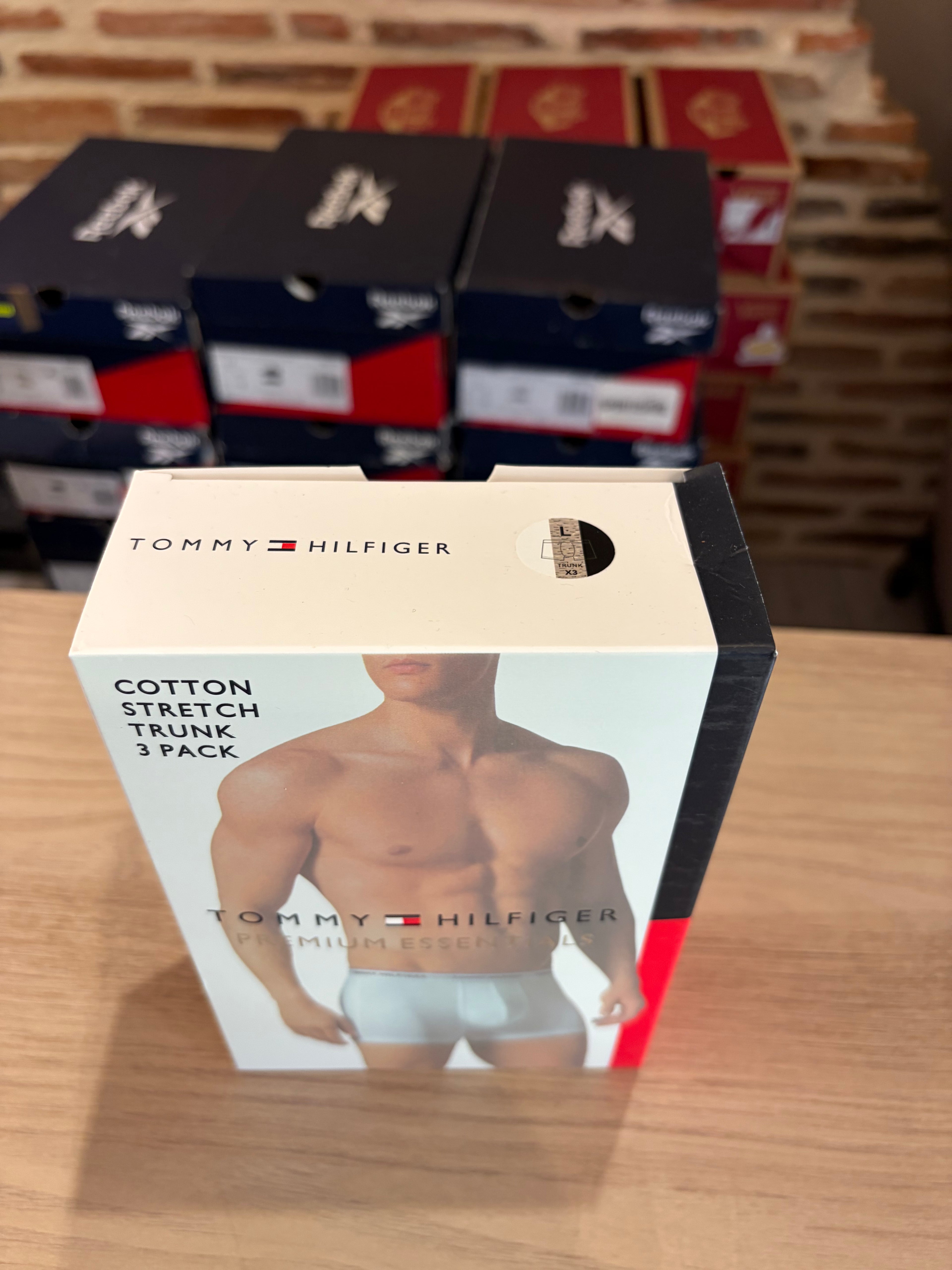 Tommy Hilfiger Premium Essentials - Lot de 3 boxers Trunk Noir/Gris chiné/Blanc - Taille L