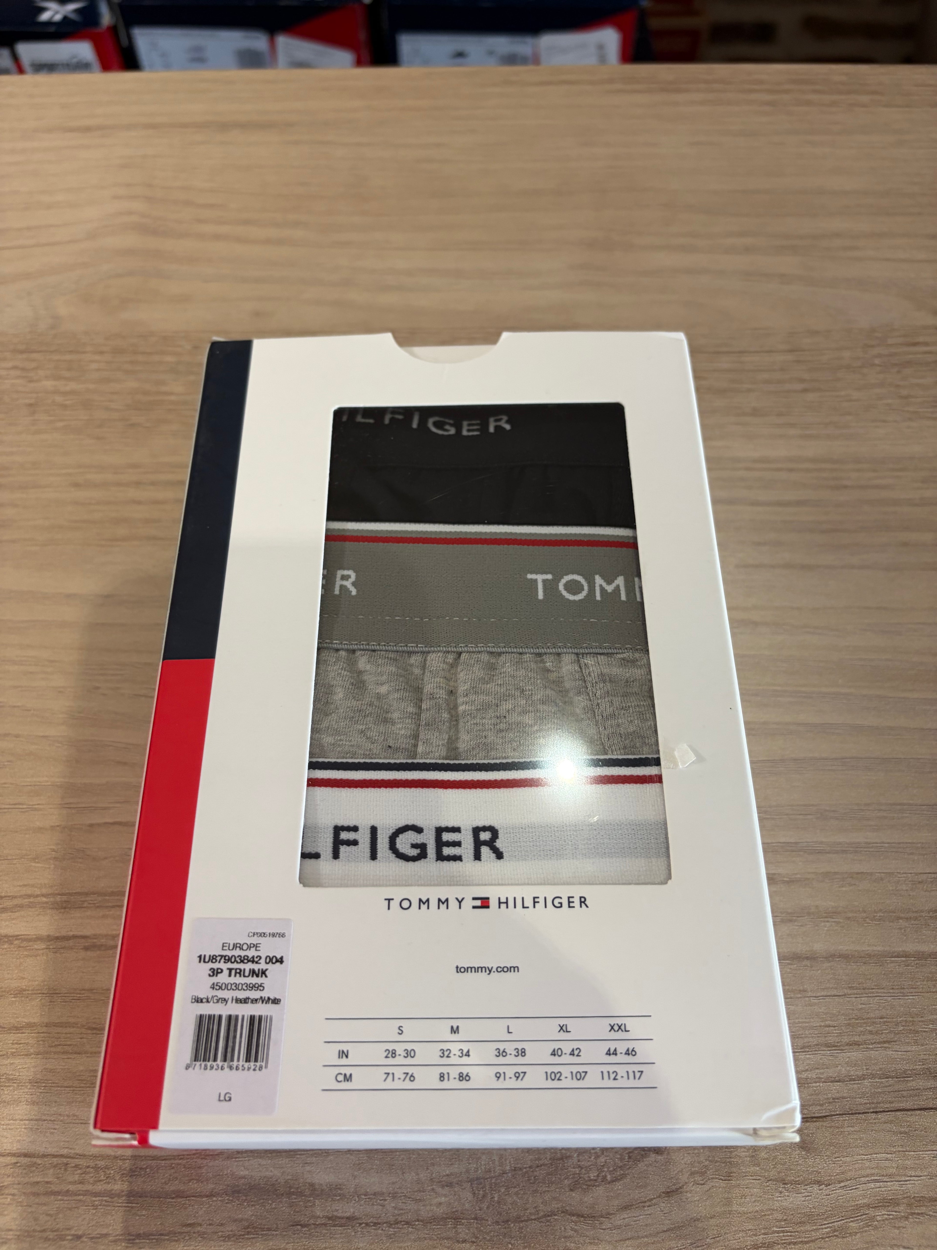 Tommy Hilfiger Premium Essentials - Lot de 3 boxers Trunk Noir/Gris chiné/Blanc - Taille L