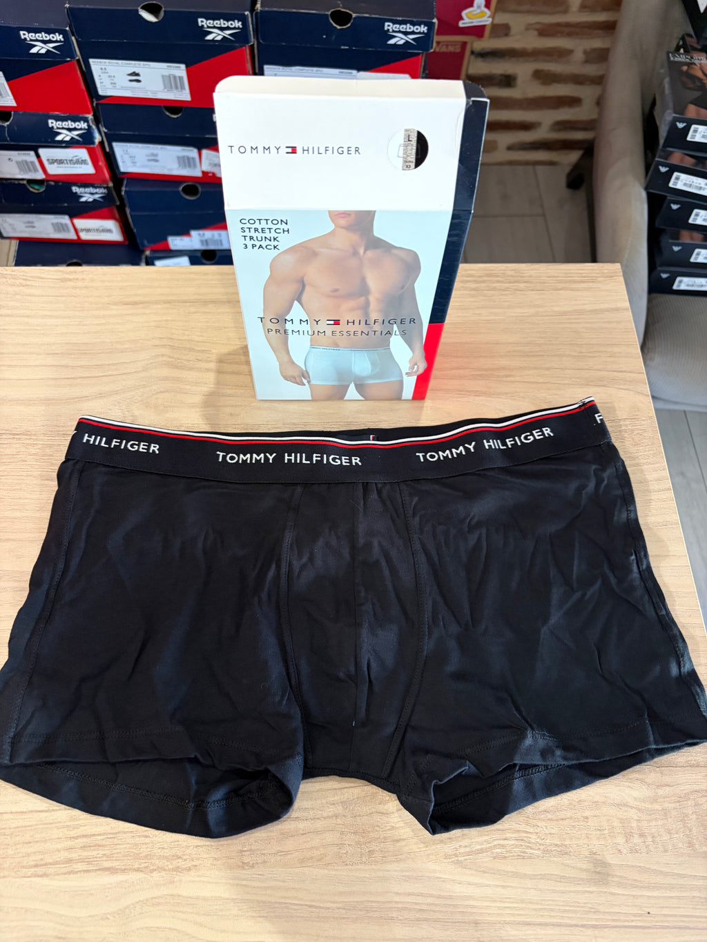 Tommy Hilfiger Premium Essentials - Lot de 3 boxers Trunk Noir/Gris chiné/Blanc - Taille L