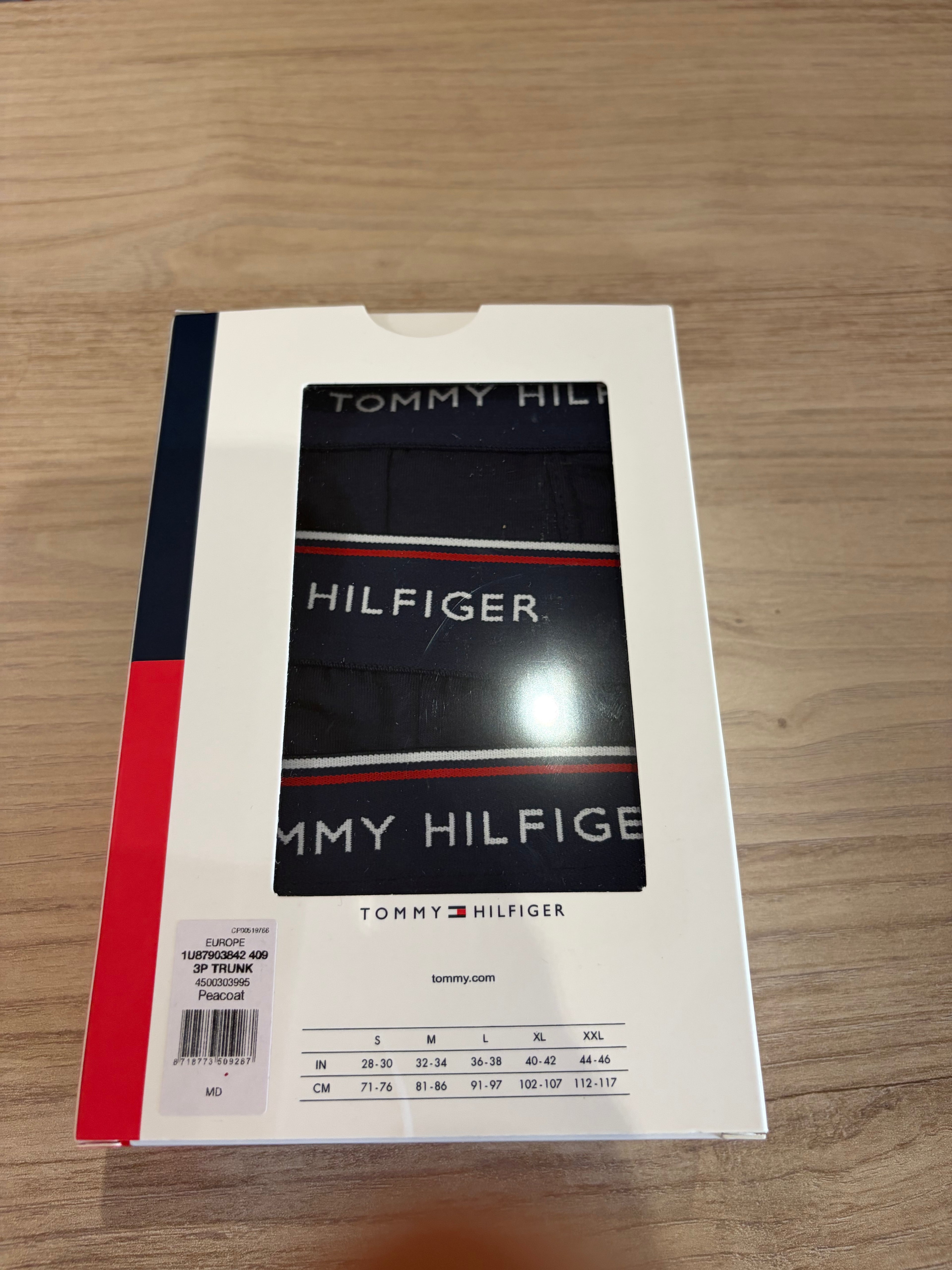 Tommy Hilfiger Premium Essentials - Lot de 3 boxers Trunk Peacoat (Bleu marine) - Taille M