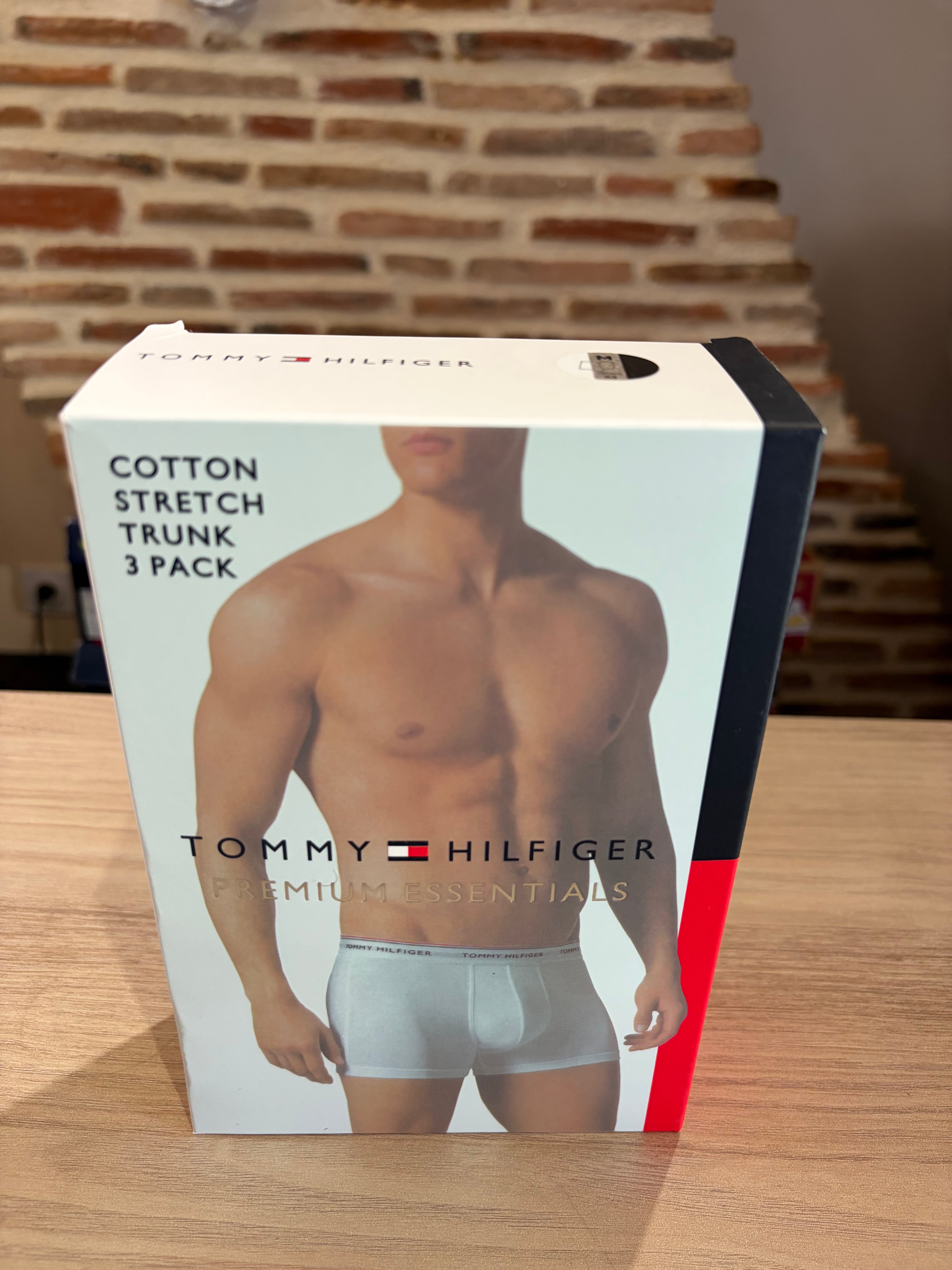 Tommy Hilfiger Premium Essentials - Lot de 3 boxers Trunk Noir/Gris chiné/Blanc - Taille M