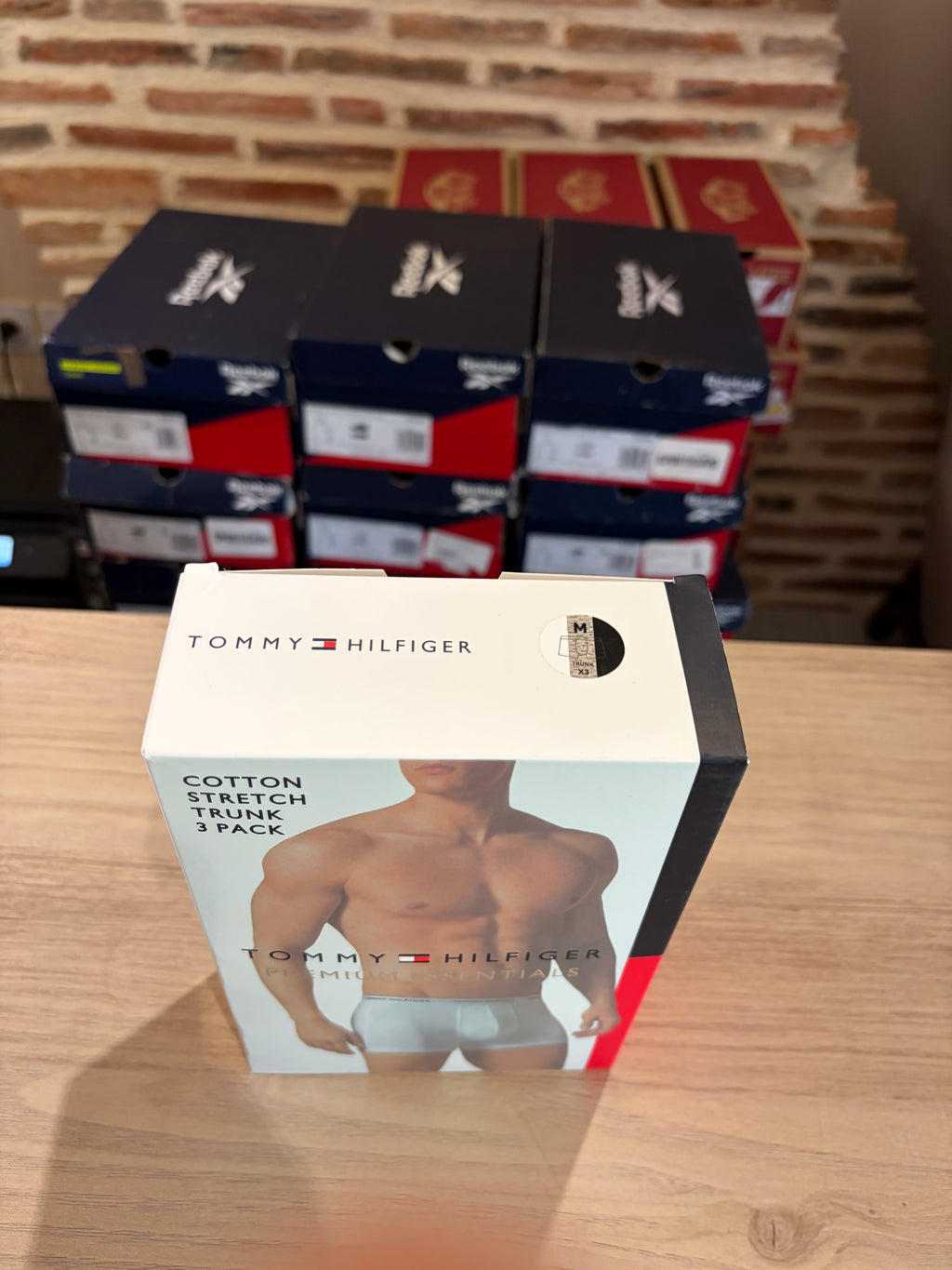 Tommy Hilfiger Premium Essentials - Lot de 3 boxers Trunk Noir/Gris chiné/Blanc - Taille M