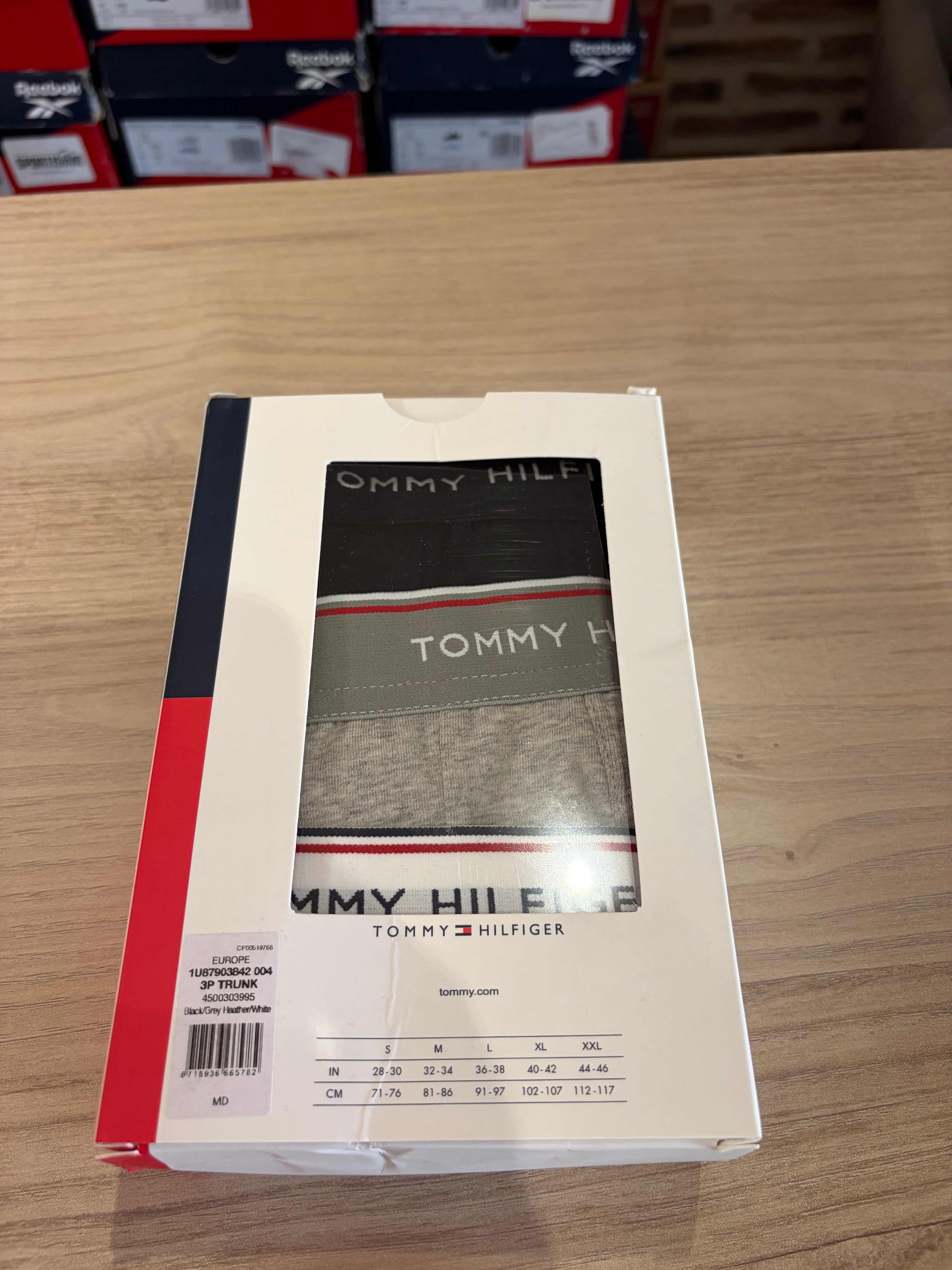 Tommy Hilfiger Premium Essentials - Lot de 3 boxers Trunk Noir/Gris chiné/Blanc - Taille M