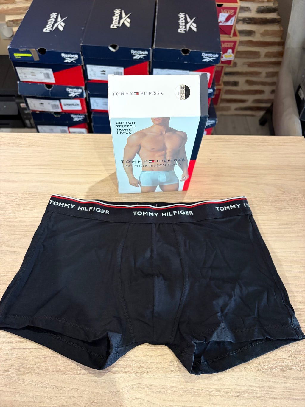 Tommy Hilfiger Premium Essentials - Lot de 3 boxers Trunk Noir/Gris chiné/Blanc - Taille M