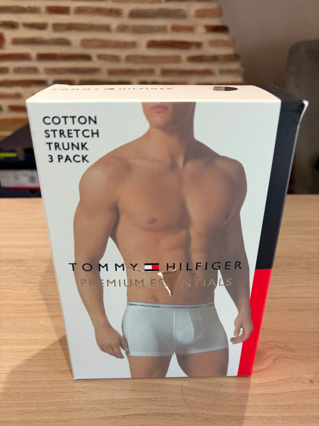 Tommy Hilfiger Premium Essentials - Lot de 3 boxers Trunk Noir Gris Blanc - Taille S