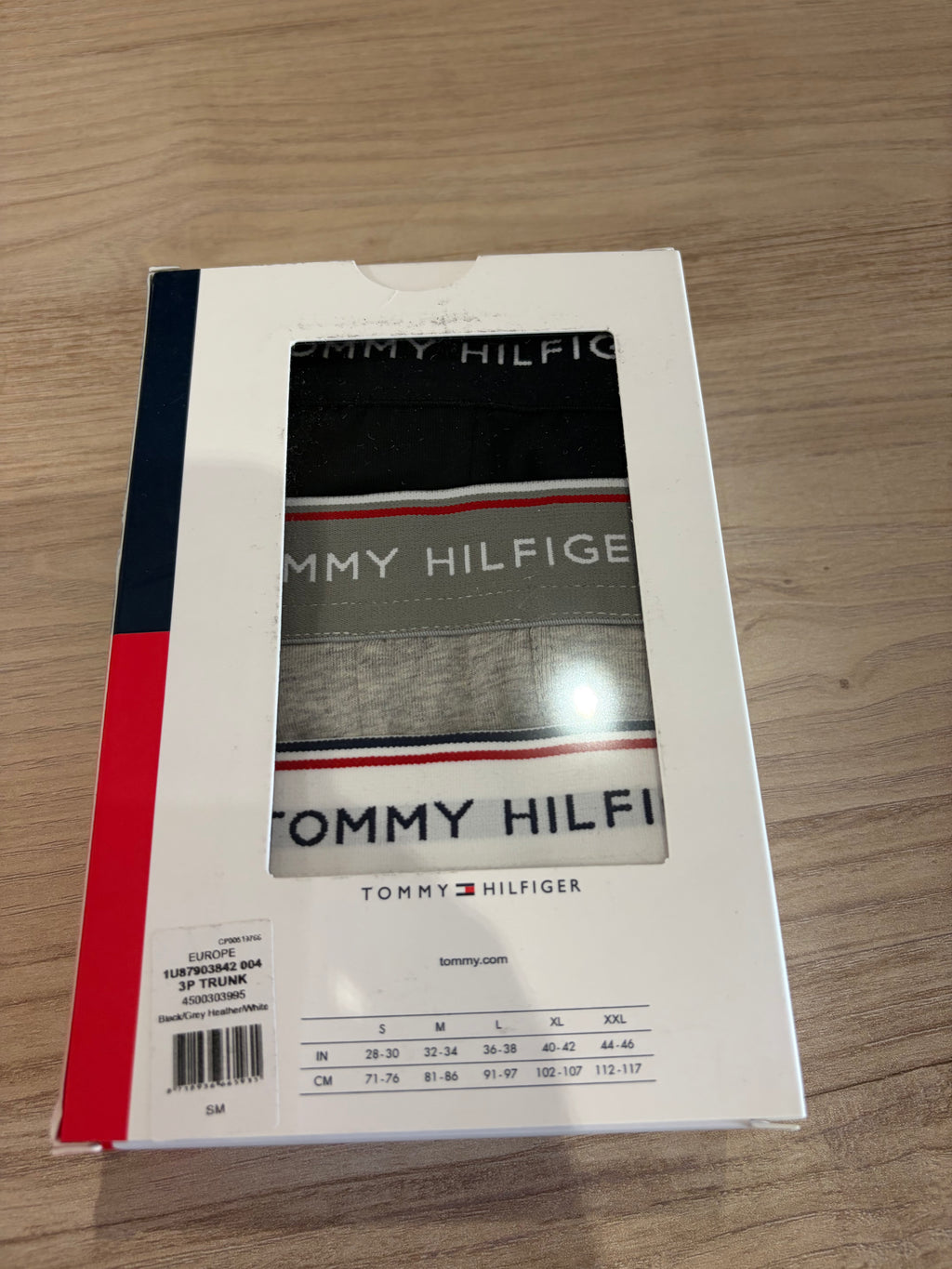 Tommy Hilfiger Premium Essentials - Lot de 3 boxers Trunk Noir Gris Blanc - Taille S