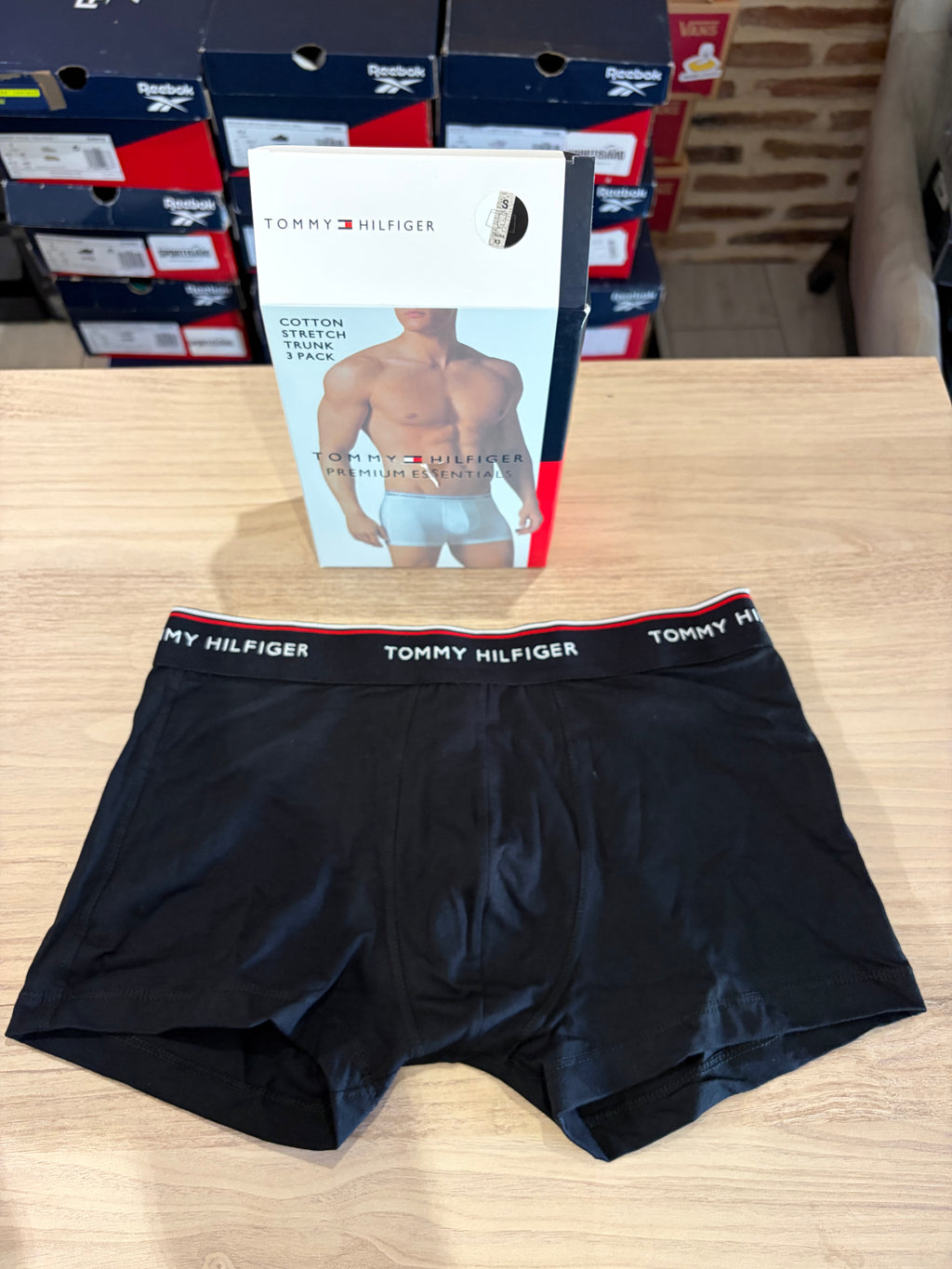 Tommy Hilfiger Premium Essentials - Lot de 3 boxers Trunk Noir Gris Blanc - Taille S